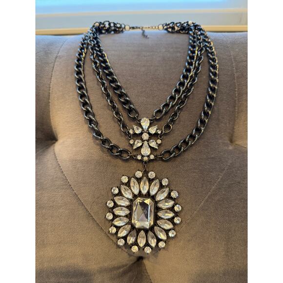 MSRP $88 ✨ Free People Crystal Statement Necklace | Chunky Layered Chain ✨ - Picture 2 of 6